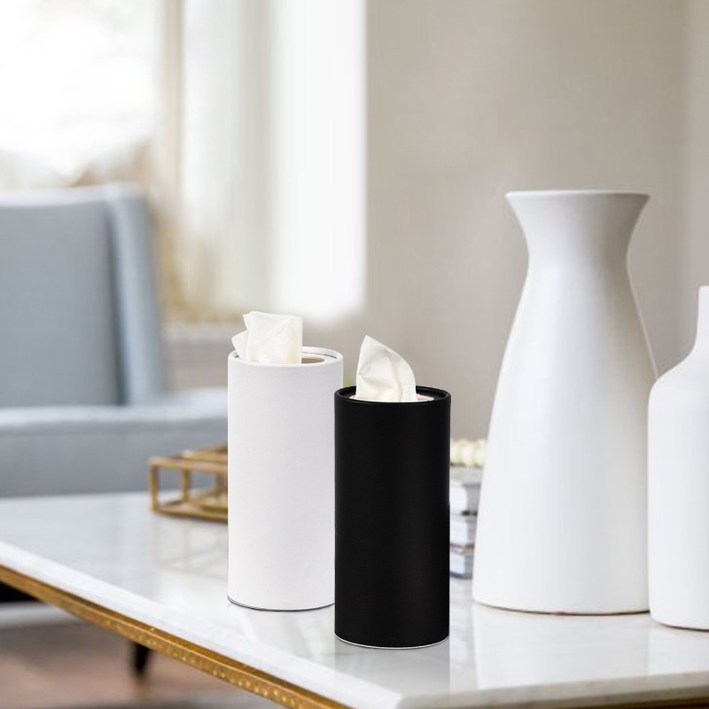 Cylinder servietæsker praktisk husholdningstilbehør subfilm servietrør til bil serviet organizer servietæske organizer sort