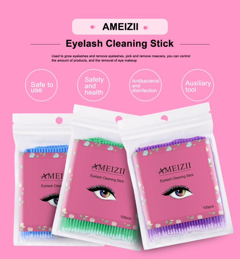 Ameizii 100 stk øjenvipper kosmetiske vatpinde applikator børster dental mircro børste mikro mascara tryllestave spoilere