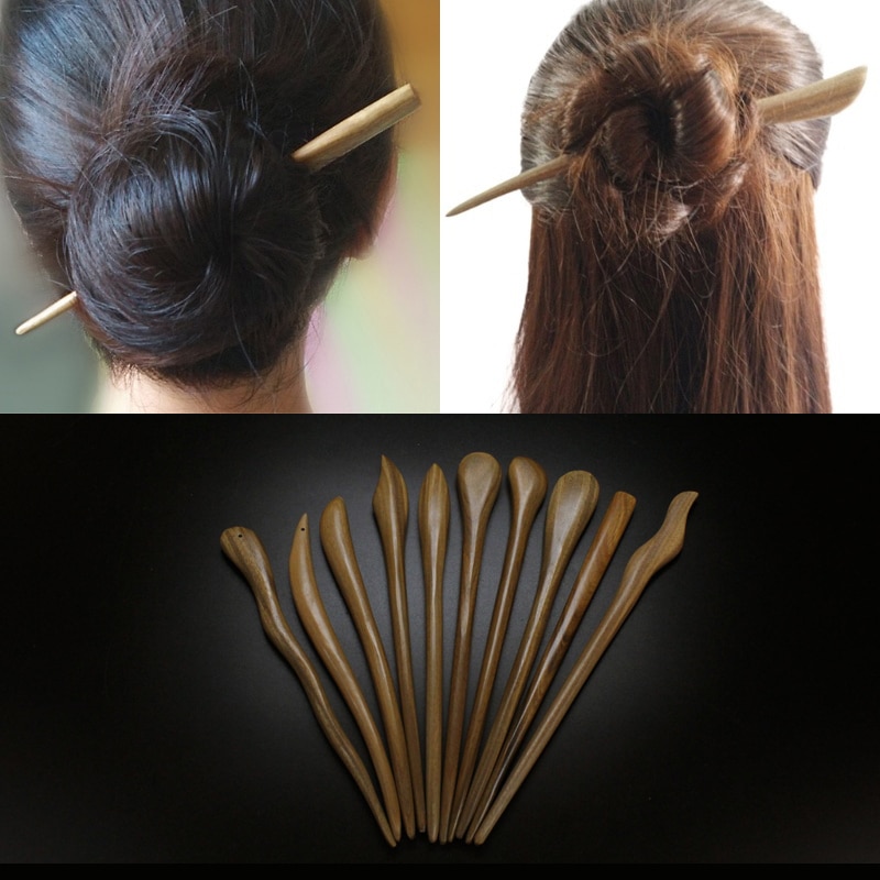 Vintage Hair Stick Pick Natural Wooden Sandalwood Chinese Style Chopsticks Ethnic Hair pin Women Hairpins Jewelry Accessories