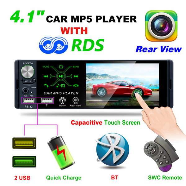 Autoradio voiture MP5 lecteur vidéo 1 Din Contact Sn 4.1 pouce Contact Sn Bluetooth FM / AM / RDS AUX TF USB télécommande wi