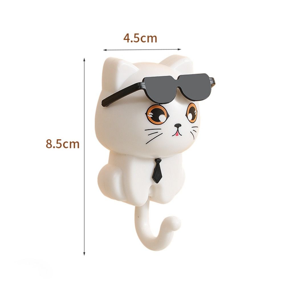 Ganchos decorativos de gato de dibujos animados creativos, autoadhesivos, soporte de llaves sin costuras, gancho de alta resistencia, accesorios de baño, organizador de artículos diversos: Bronce