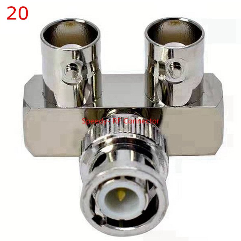 Conector divisor Q9 tipo T de 3 vías y 4 vías, conector BNC a BNC macho hembra, adaptador Coaxial RF, cobre y latón, rápida, 1 piezas: Azul cielo