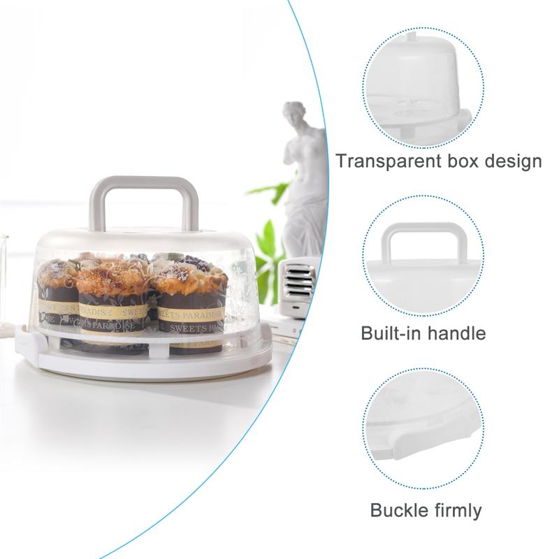 1pc Portable Cake Box Handheld Cake Packaging Food Storage Case Fresh Keeping Container with Lid