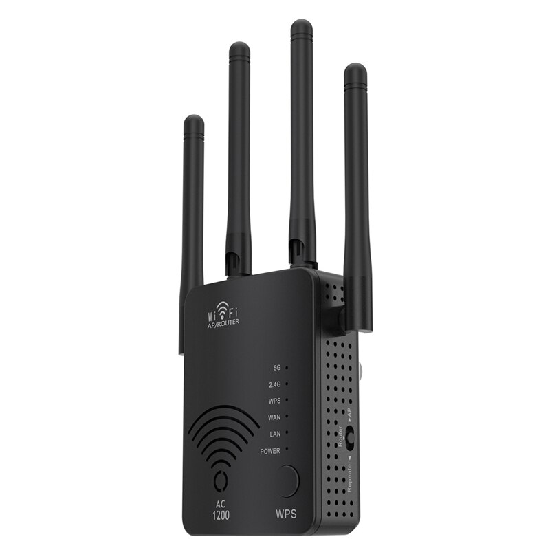 H01 Router 1200M Dual-Band Wifi Mini Enhanced Repeater High-Power Wireless Through-Wall Router for Office Home(US Plug)