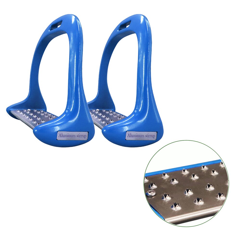 1 Pair Durable Aluminium Alloy Equipment Horse Stirrups Treads Saddle Anti Slip Riding Pedal Lightweight Equestrian Safety: Blauw