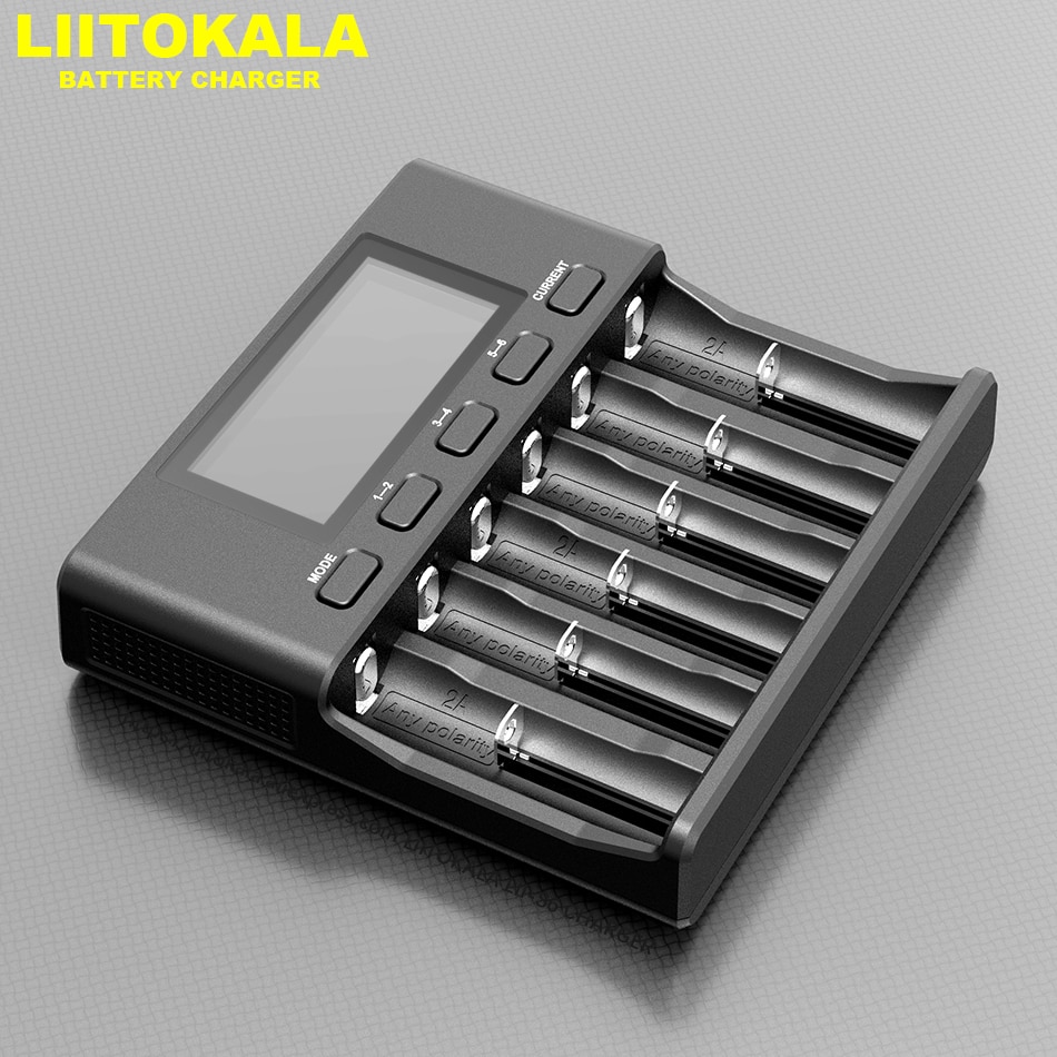 Cargador de batería LiitoKala Lii-S6 18650, cargador con 6 ranuras, detección de polaridad automática para 18650 26650 21700 32650, pilas AA AAA