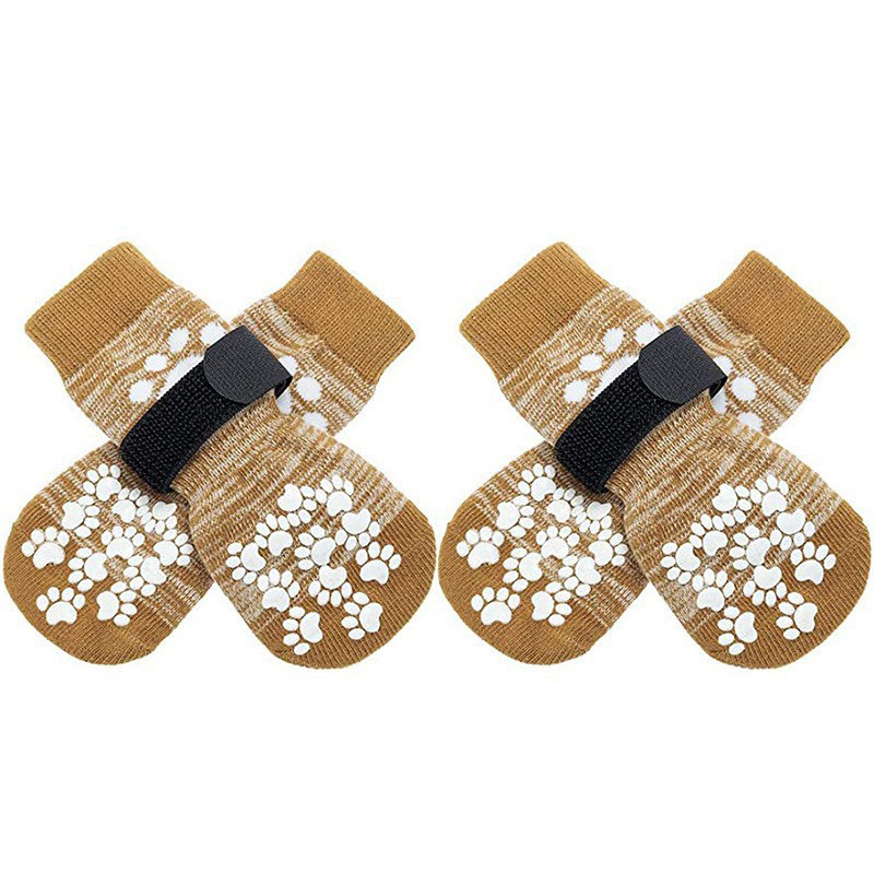 4 pçs/set anti deslizamento meias do cão com correias controle de tração para interior em piso de madeira usar protetor de pata do animal de estimação para cães pequenos animal de estimação: L / Lavanda