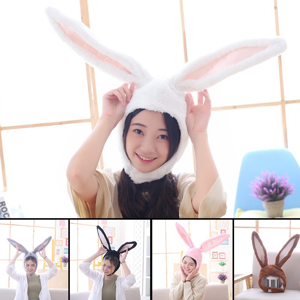 Japanese Cute Plush Funny Eastern Bunny Ears Cap Mask Adult Kids Halloween Party Cosplay Animal Hood Hat Winter Warm Costume