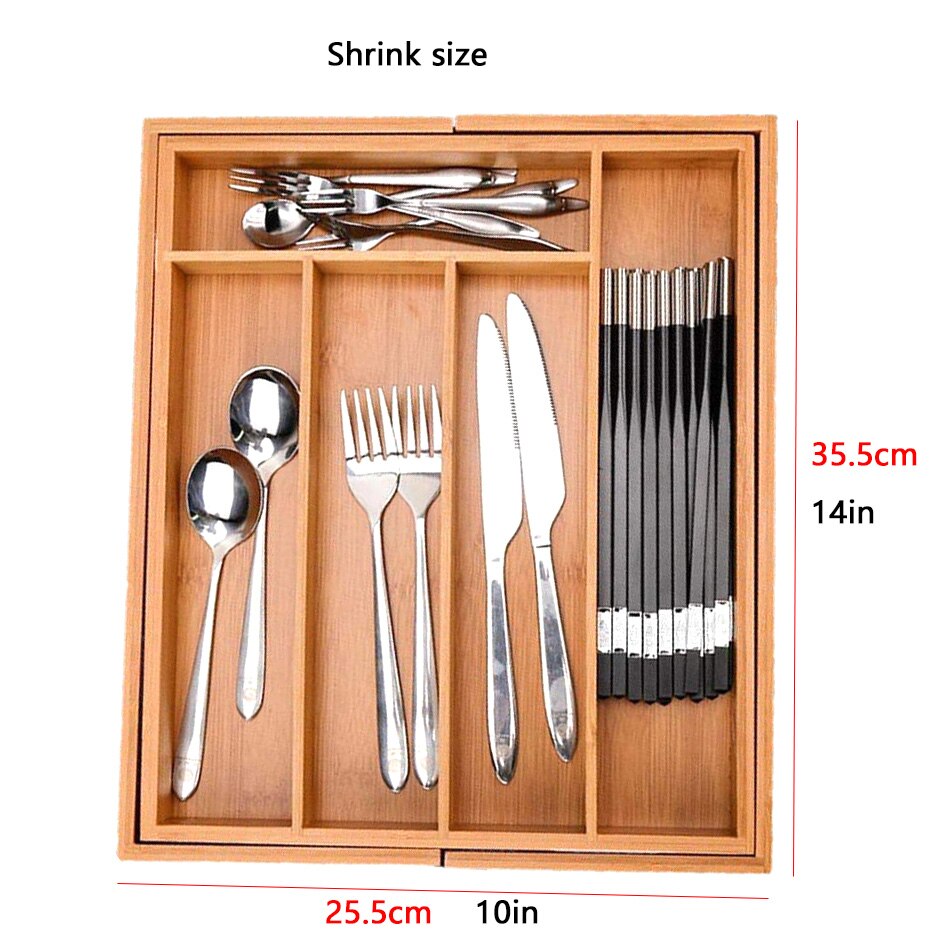 Bamboo Expandable Drawer Organizer, Premium Cutlery and Utensil Tray, Bamboo, Adjustable Kitchen Drawer Divider