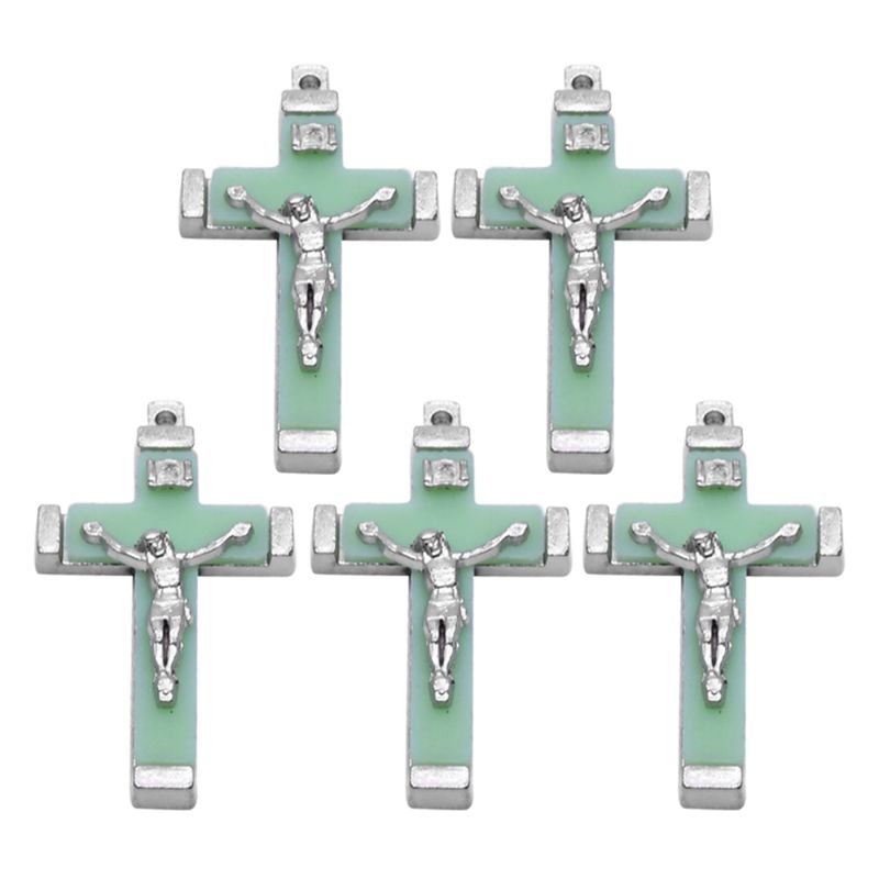 5x Metal Christ Jesus Cross Luminous Pendant Glow in the Dark Crucifix Ornaments Jewelry religious to say prayers