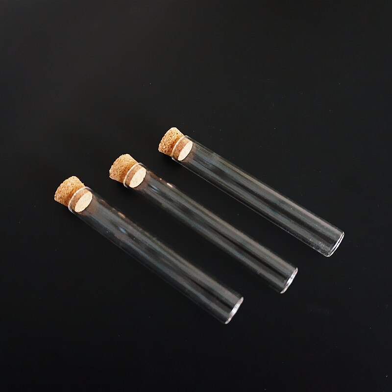 20pcs/pack 12x75mm Clear Glass Test Tube With Cork Stoppers For School Laboratory Supplies Flat Bottom