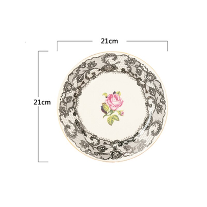 British Afternoon Tea Coffee Cup Set Bone china Cake pan Heat-resistant Glass Teapot Heating Flower Tea set Kitchen Accessories: 8 inch plate