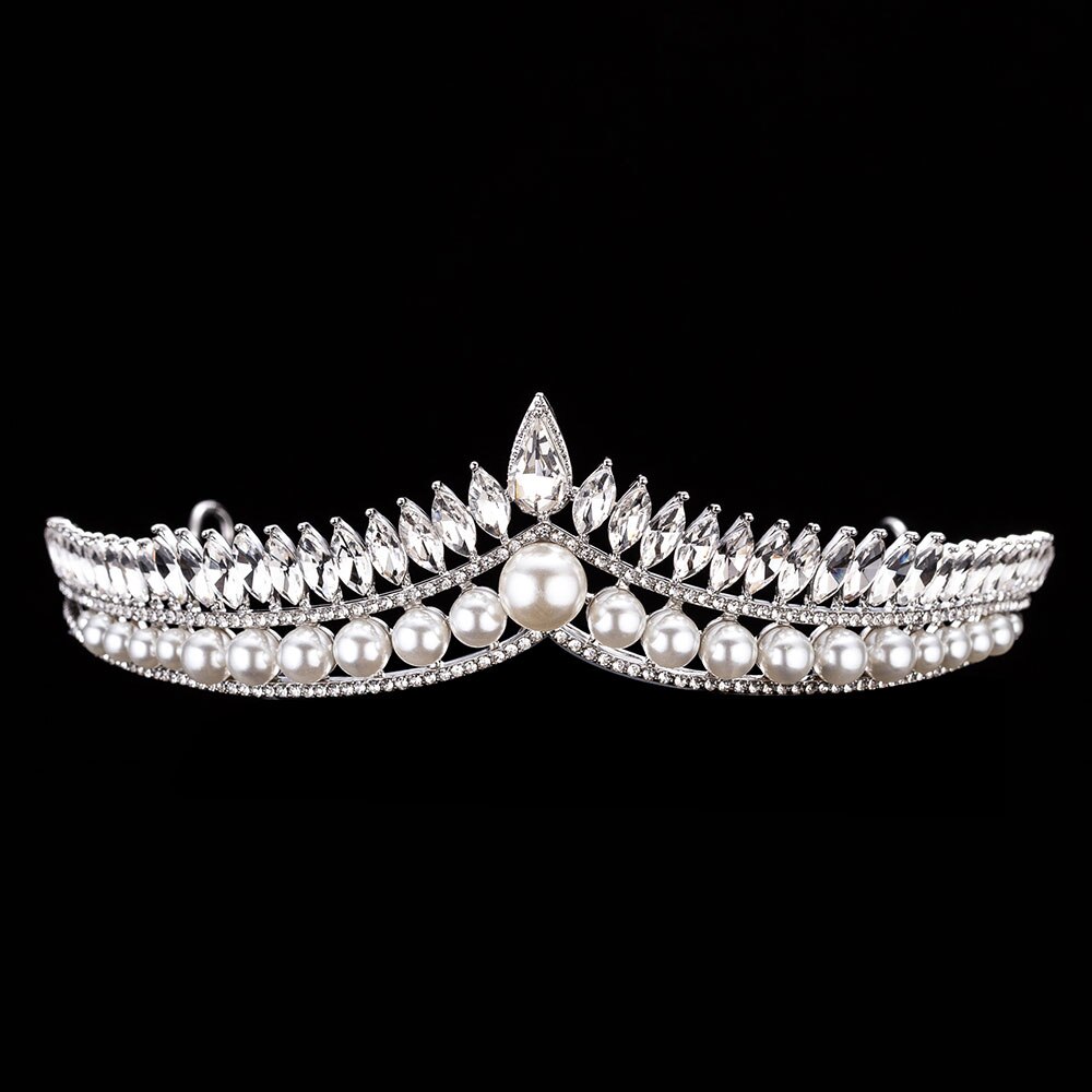 Ensemble de bijoux de fantaisie en cristal pour mariée, perles, collier ras du cou, boucles d'oreilles diadème, ensemble de bijoux de mariée pour femmes,: 1PCS Crown 2