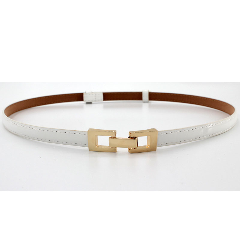 Ceinture fine ajustable en cuir PU pour femmes, vêtement pour robe, sangle de taille fine, bouton en métal, Pasek Damski: style 2 - white