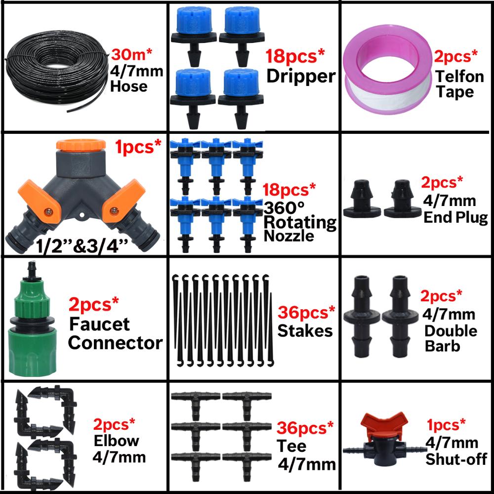 30m Automatic Micro Drip Irrigation System Garden Irrigation Spray Self Watering Kits With Adjustable Dripper
