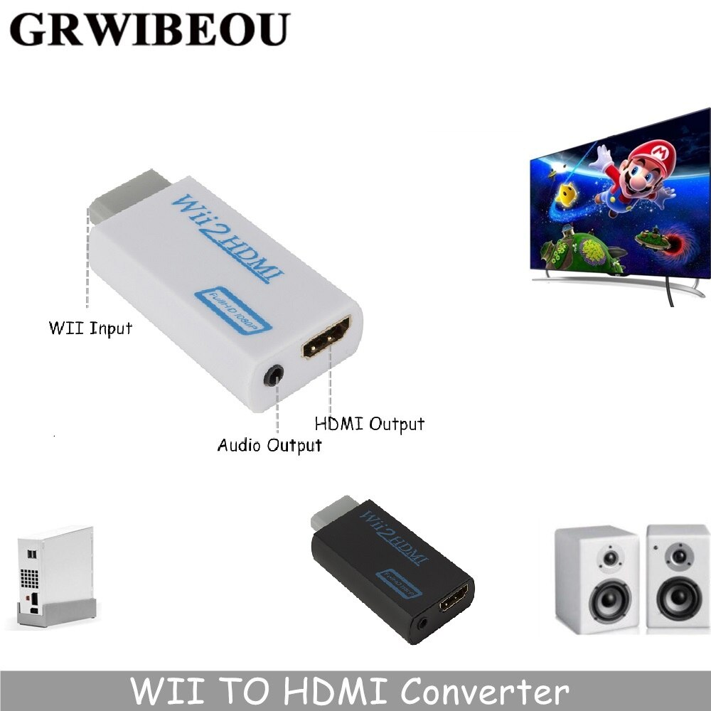 Na Wii do konwertera HDMI 1080P konwerter do Wii HDMI z Audio 3.5mm dla PC Monitor HDTV wyświetlacz konwerter do WII na HDMI