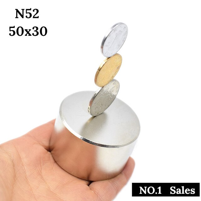 N52 strongest Magnet 50x30mm round Neodymium magnet powerful magnetic Rare Earth permanent super powerful permanent mag: 50x30 N52