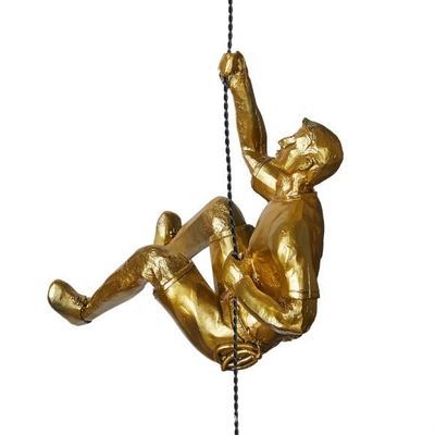 Wall Decoration Nordic Style Retro Man Climbing Wall Background Wall Decorations Hanging Statue Living Room Background: Gold A