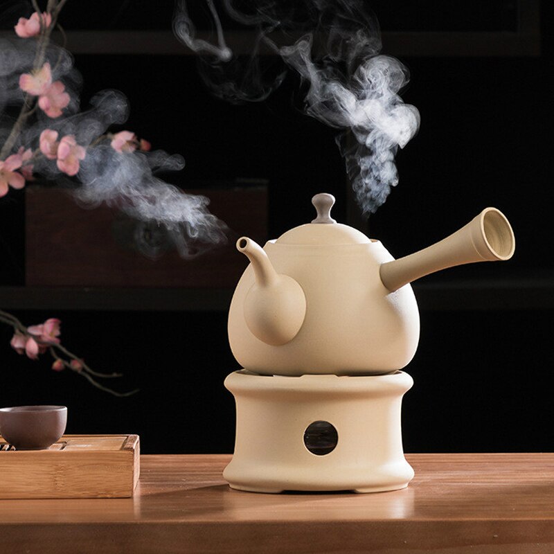 Teapot Warmer Insulation Base Vintage Ceramic Coarse Pottery Japanese Style Tea Kettle Tea Pot Holder Base Water Tea Warmer