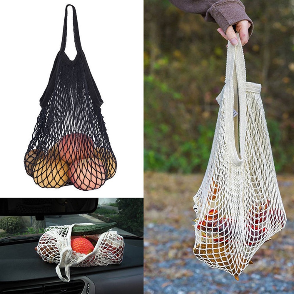 Herbruikbare Fruit Winkelen Groene Boodschappentas String Kruidenier Shopper Tote Katoen geweven netto zak netto pocket Mesh Shopper Bag