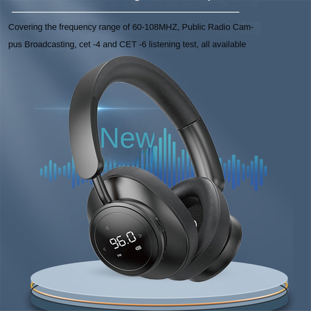 Trådlösa headset med mikrofon, vikbara över-örat-hörlurar, bluetooth 5.3, stöd för tf-kort, fm-radio, svarta