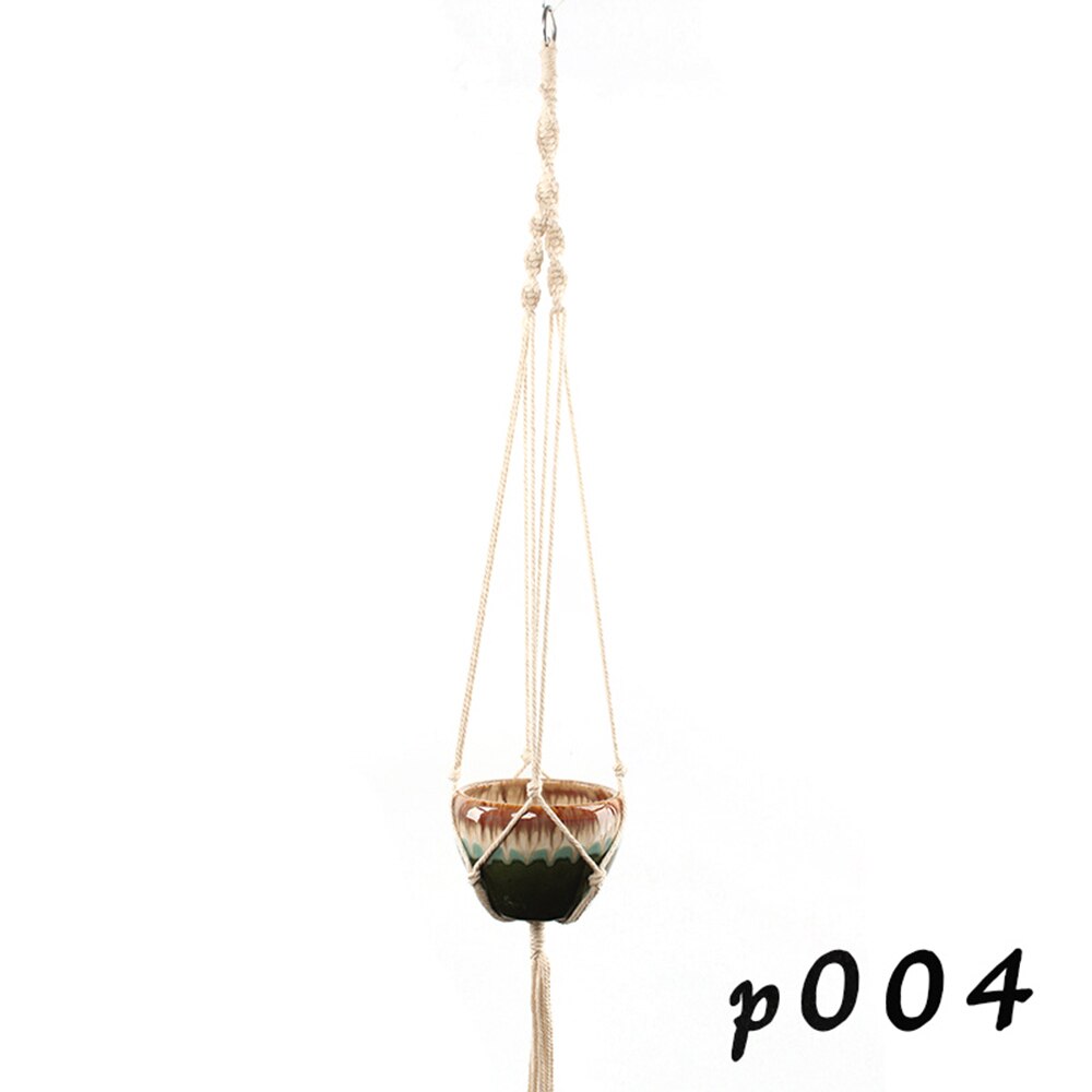 Macrame Katoen Handgemaakte Touw Opknoping Netto Opknoping Mand Vaas Bloem Plant Haak Sling Haak Land Yard Tuin Wanddecoratie: P004