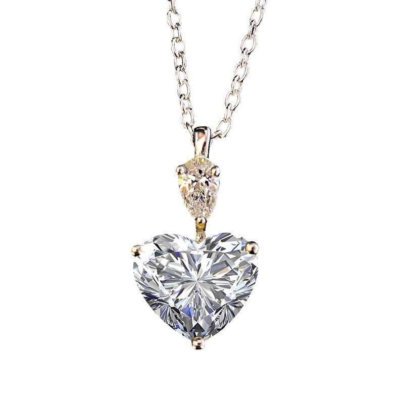 Pendentif coeur amour promesse 3t AAAAA cz en or blanc, collier de fiançailles, bijoux de pierres précieuses pour femmes: WHITE