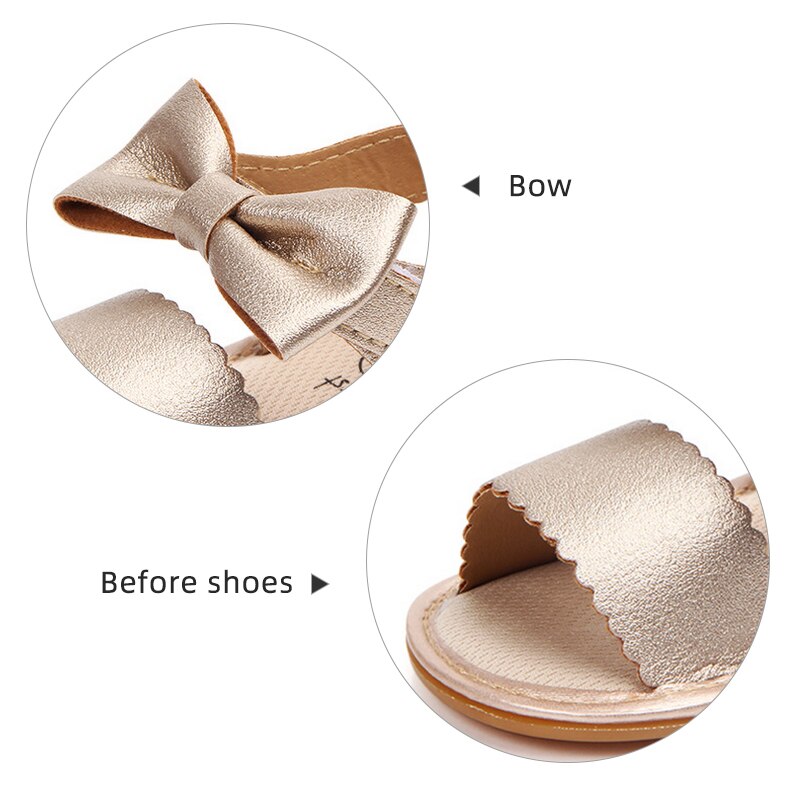 Zomer Zacht Leer Leuke Bows Baby Girl Sandalen Antislip Rubberen Zool Peuter Infant Outdoor Strand Sandalen Schoenen
