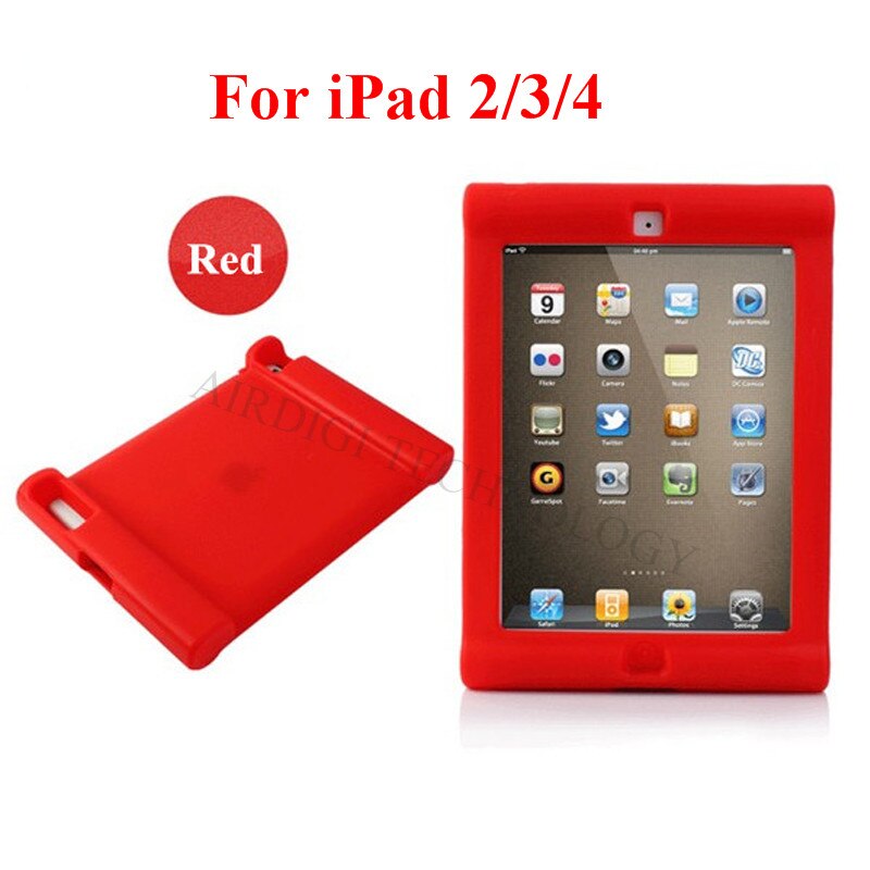 Shockproof Protective Case for Apple iPad 2/3/4 Silicone Proof Case Cover for Home Children Kids with: red for ipad 2 3 4