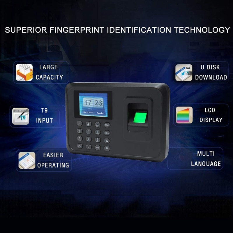 Us Plug,H1 Intelligente Biologische Vingerafdruk Wachtwoord Aanwezigheid Machine Werknemer Sign-In Recorder