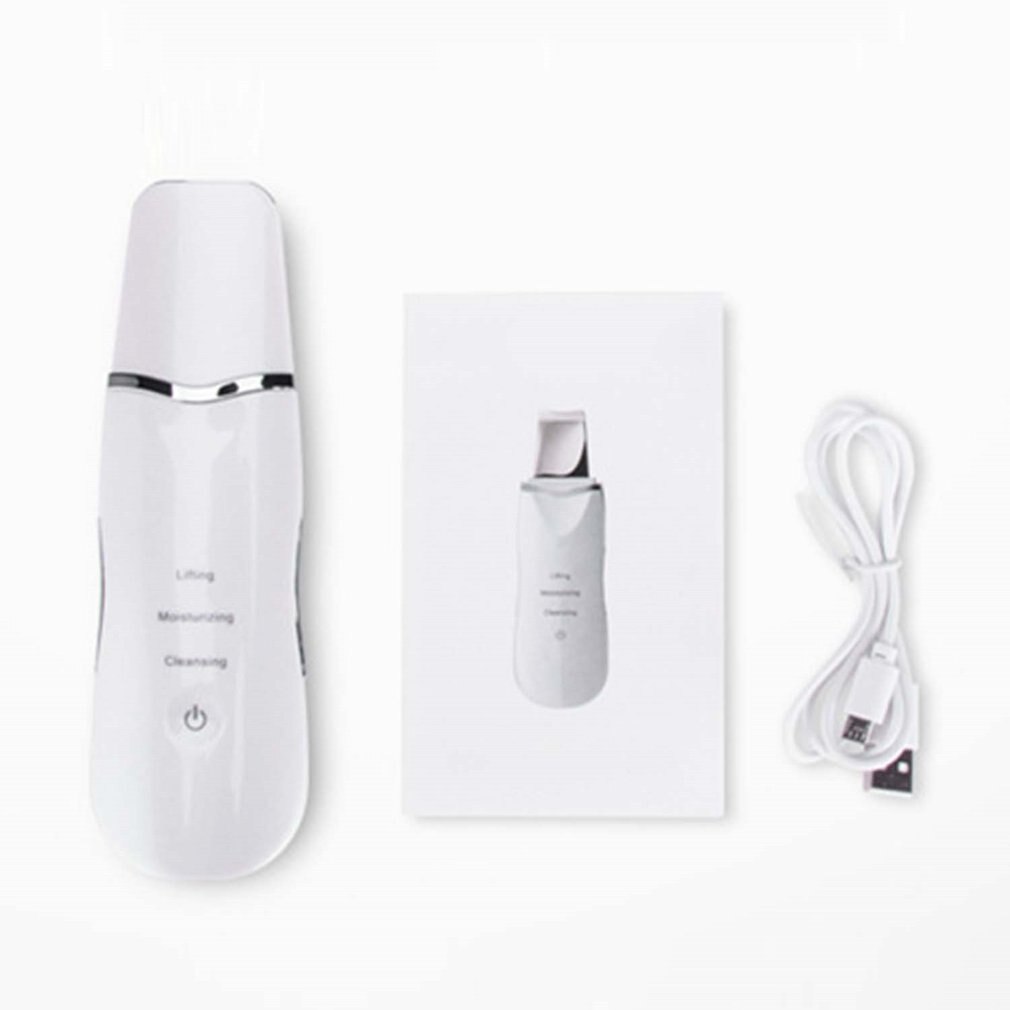 Ultrasonic Deep Face Cleaning Machine Skin Scrubber Peeling Shovel Facial Pore Cleaner Lift Machine Beauty Instrument: WHITE