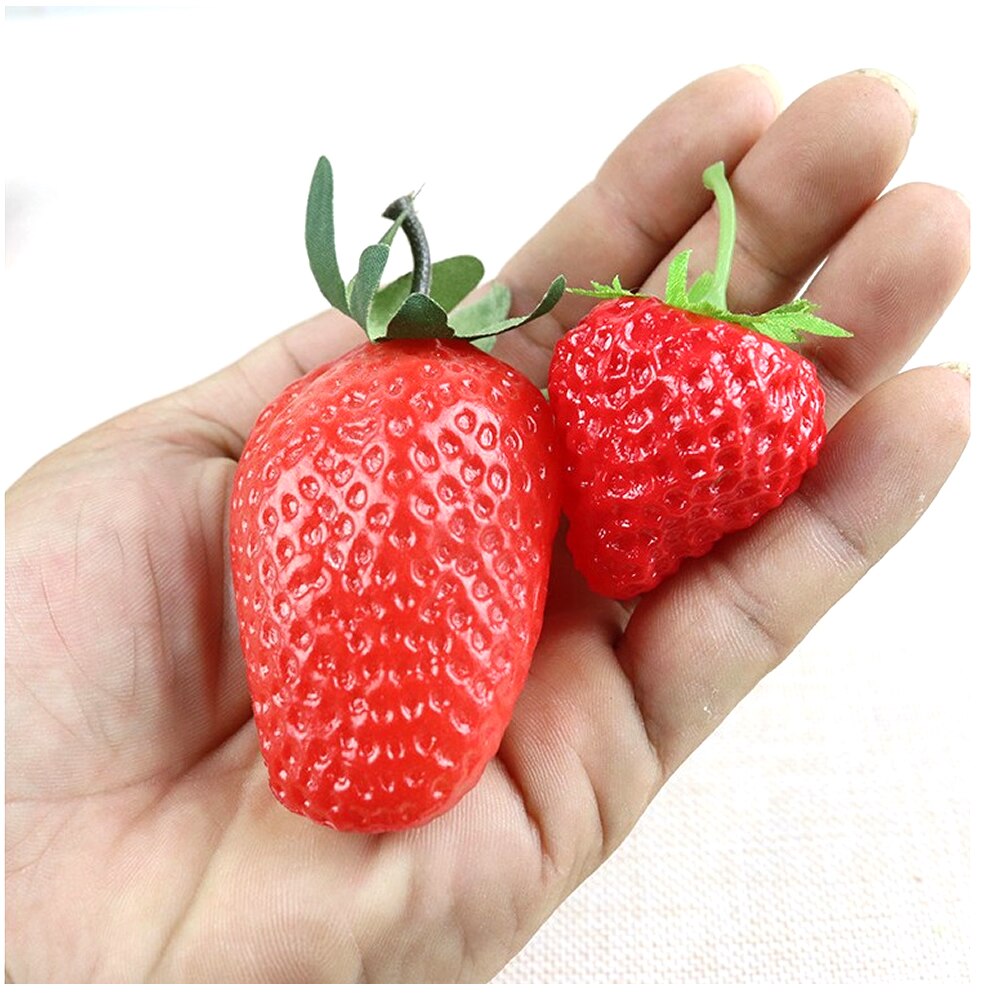 10Pcs Artificial Strawberries Fruits Realistic Plastic Strawberry For Photography Prop Basket Display Kitchen Decor A9368