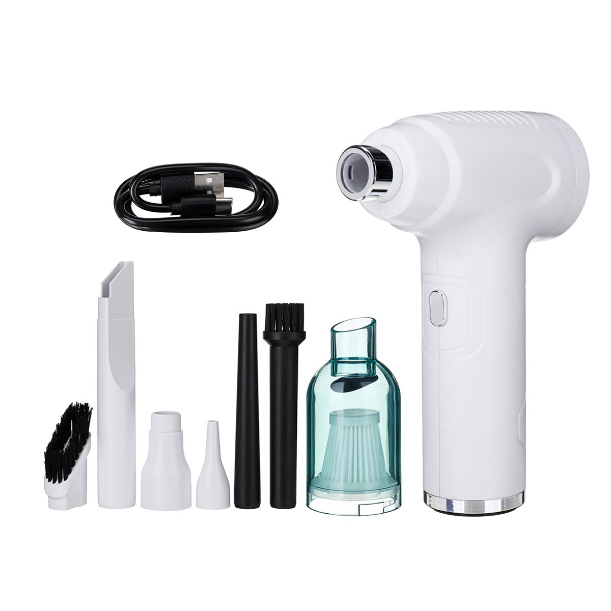 Draadloze Air Duster Usb Dust Blower Handheld Dust Collector Oplaadbare Grote Capaciteit Draagbare Voor Pc Laptop Auto Schoon Toetsenbord: White