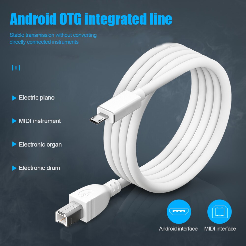 Cable de interfaz MIDI para instrumento de música electrónico, Cable USB Micro/Tipo C a USB B, Cable de teclado de controlador Midi