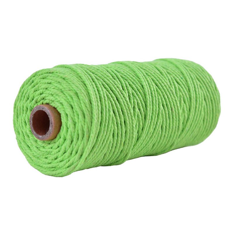 2mm diy knutsel macramé touw touw kleurrijk katoenen gedraaid koord 100 meter: Grasgroen