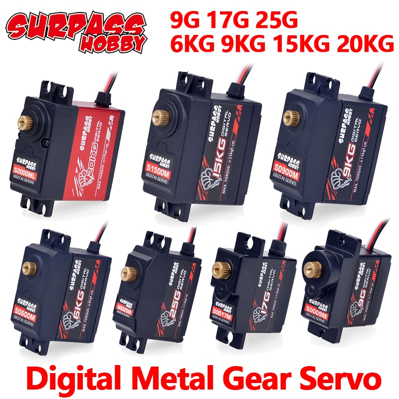 Overtreffen Hobby Digitale Servo 9G 17G 25G 6Kg 9Kg 15Kg 20Kg Metal Gear servo Voor 1/8 1/10 Rc Auto Boot Duct Plane Vliegtuig Robot