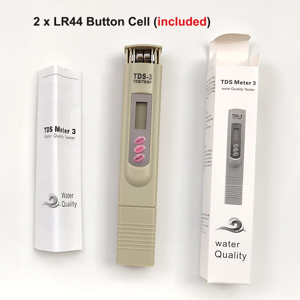 TDS Testing Pen Portable Digital PH Tester GH/DH Test Tool Aquarium Fish Tank Water Hardness Meter Measuring Range 1~9990ppm: with button cell