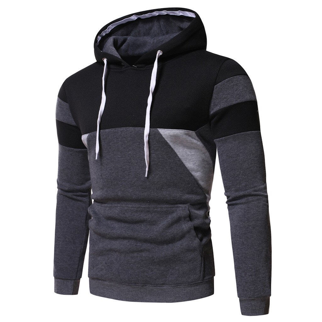 Men Autumn Training Hoodies Long Sleeve Patchwork Hooded Sweatshirt Fitness Tracksuit Sportwear Outwear Moleton Masculino#g4