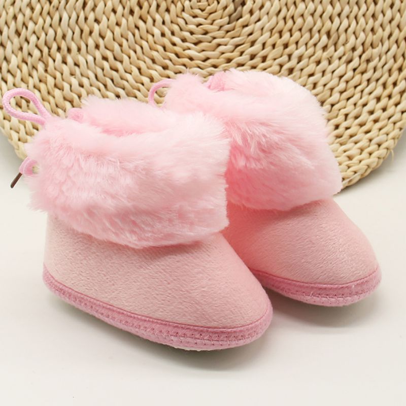 Bebê inverno quente botas infantis da criança da menina do bebê com borboleta-nó anti-deslizamento veludo quente macio sola berço sapatos