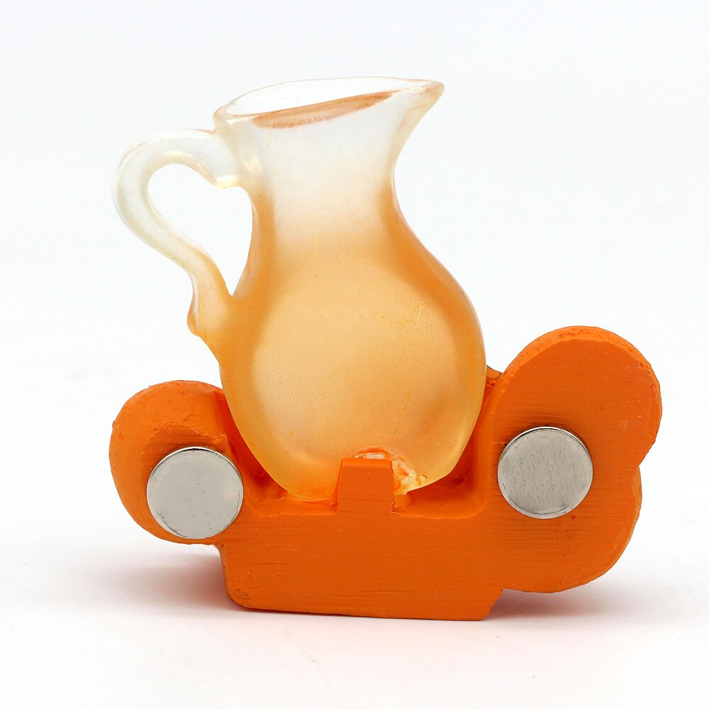 Glas imiteret appelsinjuice flaske magnetisk køleskab pind køkken dekoration 3d frugt orange sød samling køleskab magnet