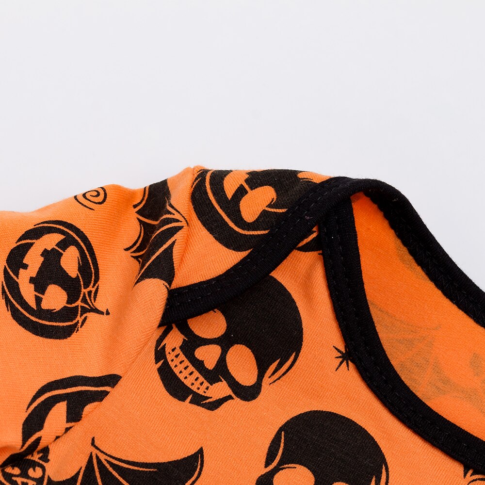 Pelele de manga corta para bebés, ropa de Halloween para niñas y niños, mono con estampado de calavera de dibujos animados para bebés, ropa de algodón para recién nacidos R130S