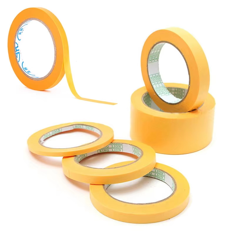 Cinta adhesiva amarilla de 20m, cinta adhesiva para pintura, papel texturizado, decoración de pintura de coche, rasgado manual sin costuras para pintores