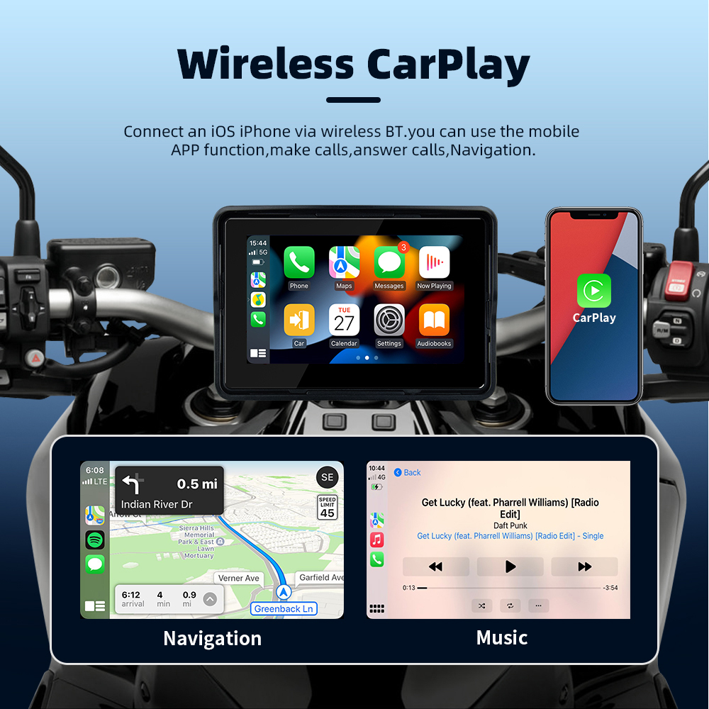 EKIY 5.0 calowy ekran nawigacji GPS robić motocykli Przenośny cyfrowy płyta motocyklowy Bezprzewodowy CarPlay Moto android automatyczny