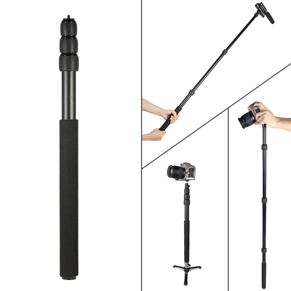 Portable Uitschuifbare Mini 2in1 Zoom Microfoon Boom Pole Camera Monopod Compact Lichtgewicht Gewatteerde Handvat Twist Lock 3 Secties