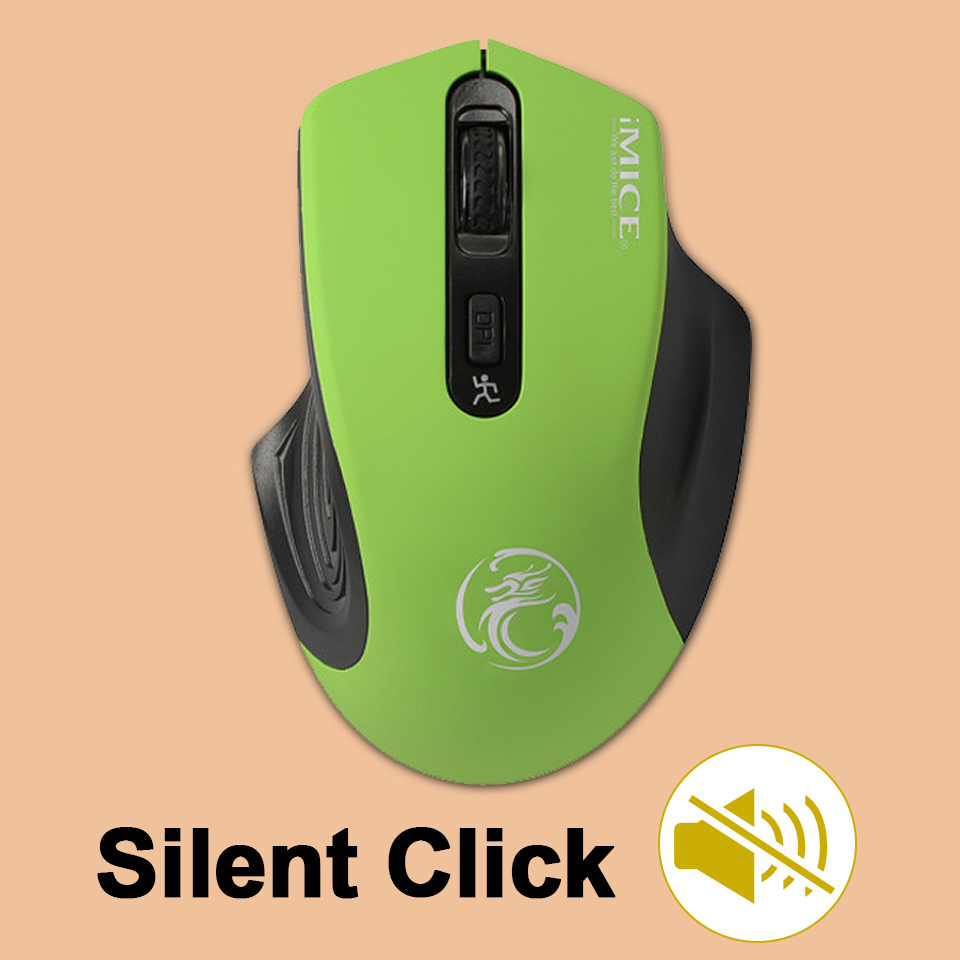 Wireless mouse computer ergonomic mause 2.4G Optical Silent pc mice Mini 4 Buttons 2000DPI Noiseless usb mouse for laptop pc mac: Green Silent