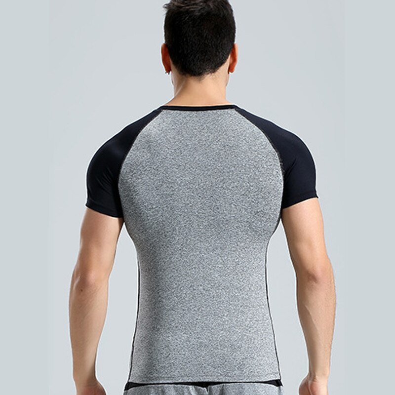 Snel drogend ademend fitness gym jogging shirt heren korte mouwen heren hardloop t-shirt sport slim t-shirt rashgard training tops