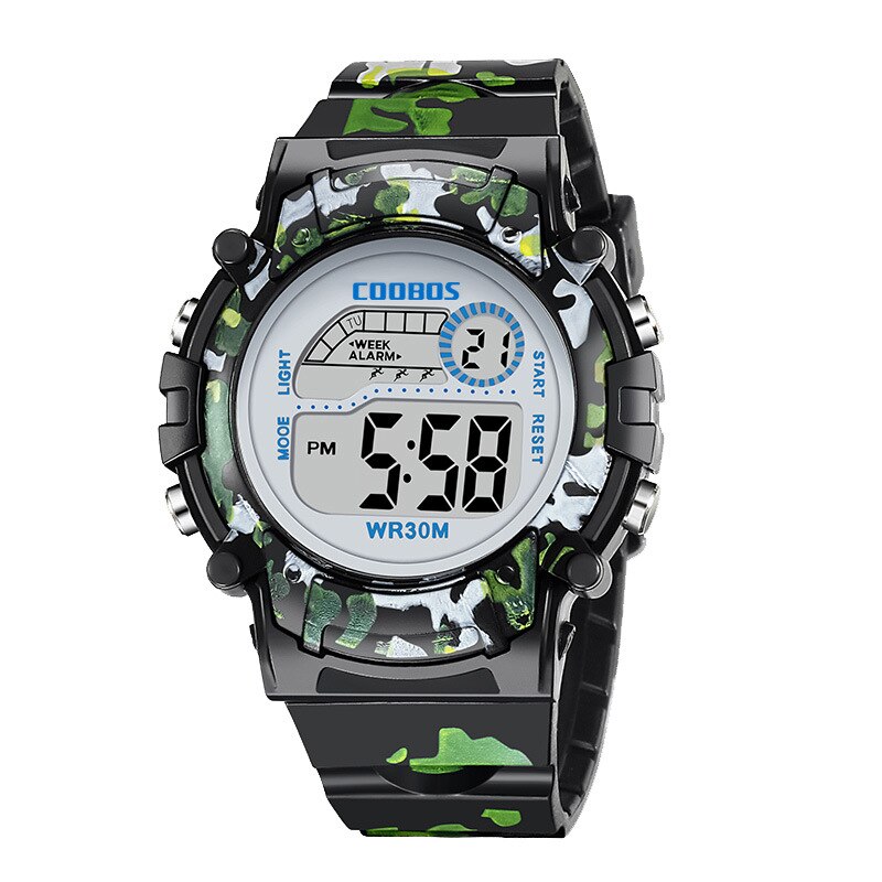 2020 esportes criança relógio eletrônico multifuncional à prova dwaterproof água digital crianças relógio colorido led menino meninas relógio de pulso reloj infantil: black
