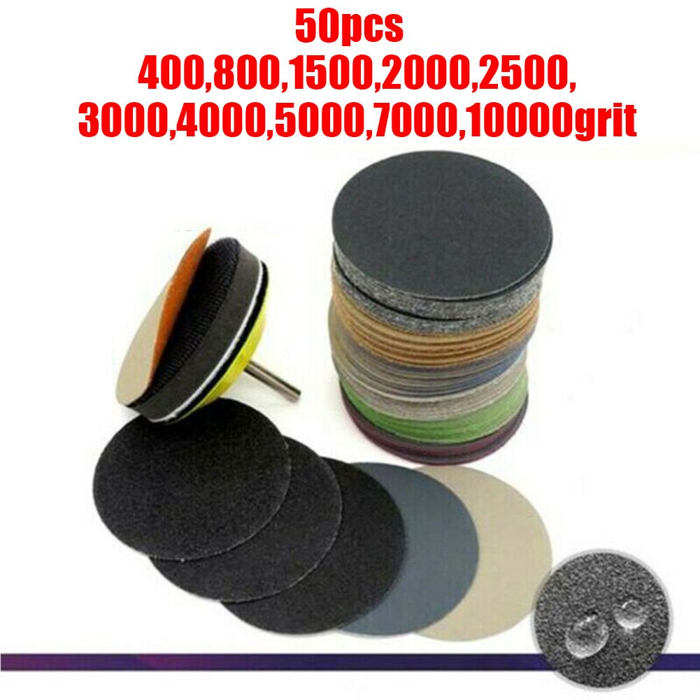 3 tommer 75mm siliciumcarbid slibepapir 400-10000 korn sandskive slibning rundt slibende sandpapir