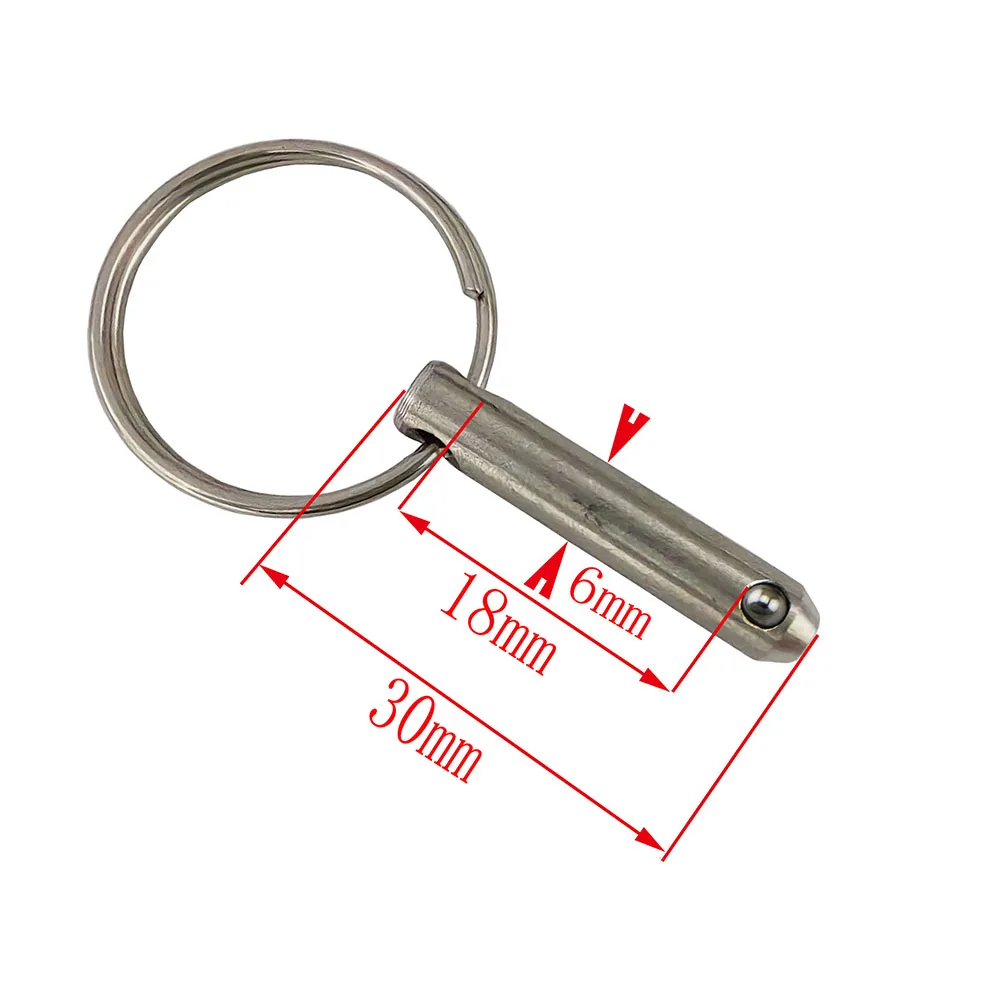 Diameter 1/4 " & 6mm rostfria kulstift, användbar längd 16-90mm med fjädrande kula för biminitop, marin hårdvara: Vit