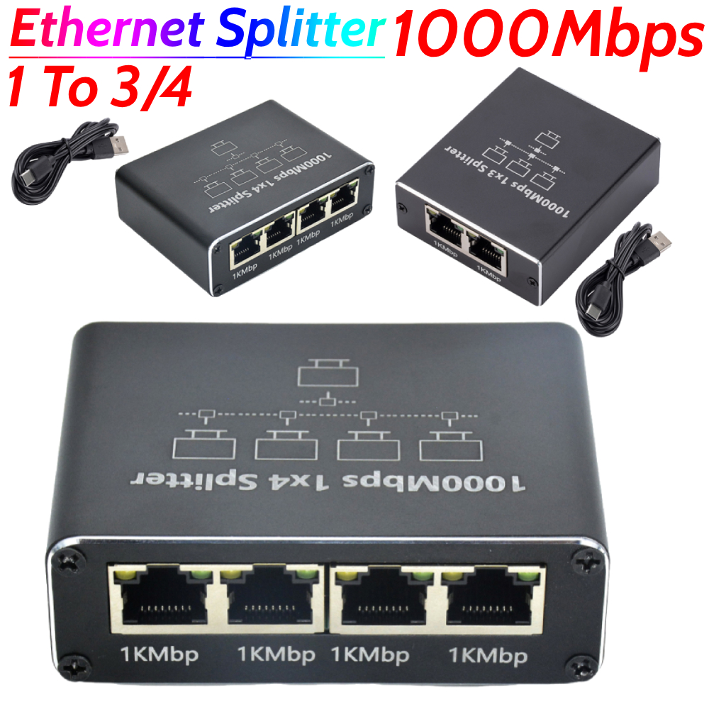 Splitter ethernet 1 to 3/4 gigabit splitter di rete gigabit  rj45 estensione di rete lan splitter lan per pc laptop router tv-box